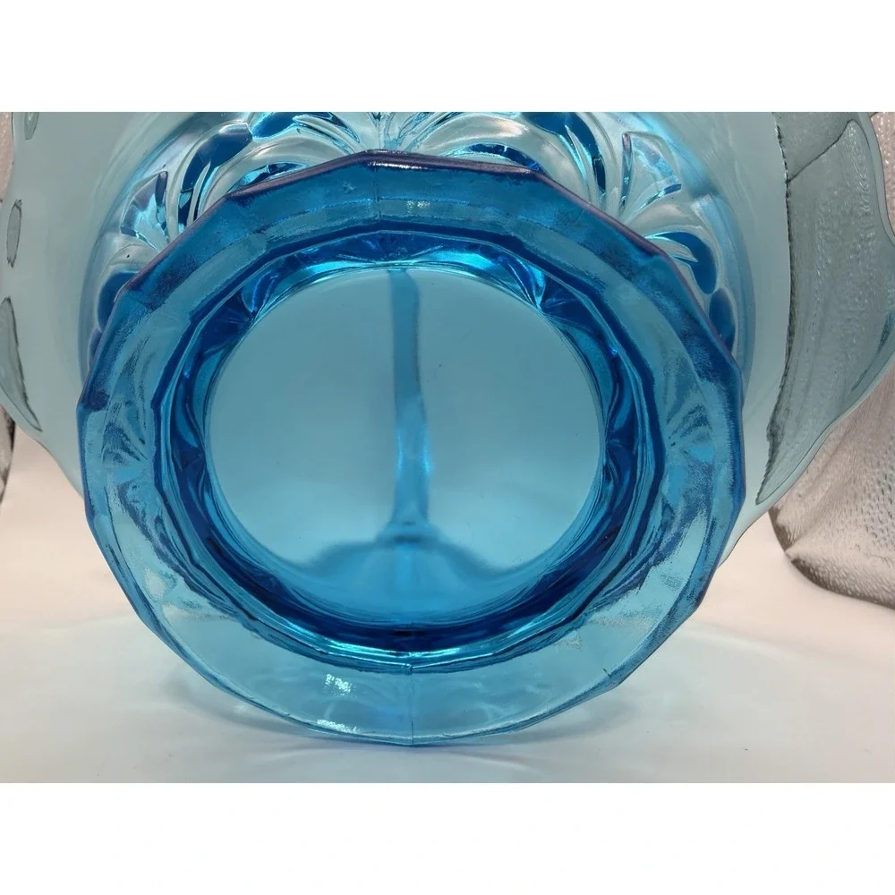 Vintage Indiana Glass Co Blue Glass Large Basket 10x10 Oval Decorative USA